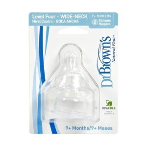 Dr Brown's Silicone Nipples-Level 4 Wide-Neck (Aggressive Eaters)