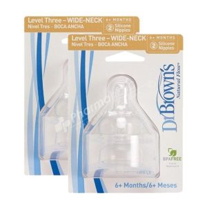 Dr Brown's Silicone Nipples-Level 3 Wide-Neck  M6+