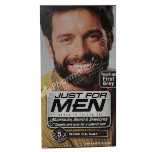 Just For Men Moustache & Beard Brush-In Colour Gel Natural Real Black