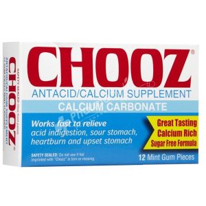 Chooz Antiacid/Calcium Supplement 12 Mint Gum Pcs