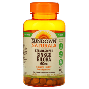 Sundown Naturals Standardized Ginkgo Biloba 60mg 200 Tablets