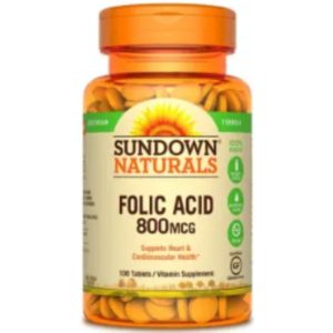 Sundown Naturals Folic Acid 800MCG 100 Tablets